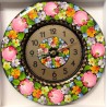 Reloj de madera/ Flores rosas